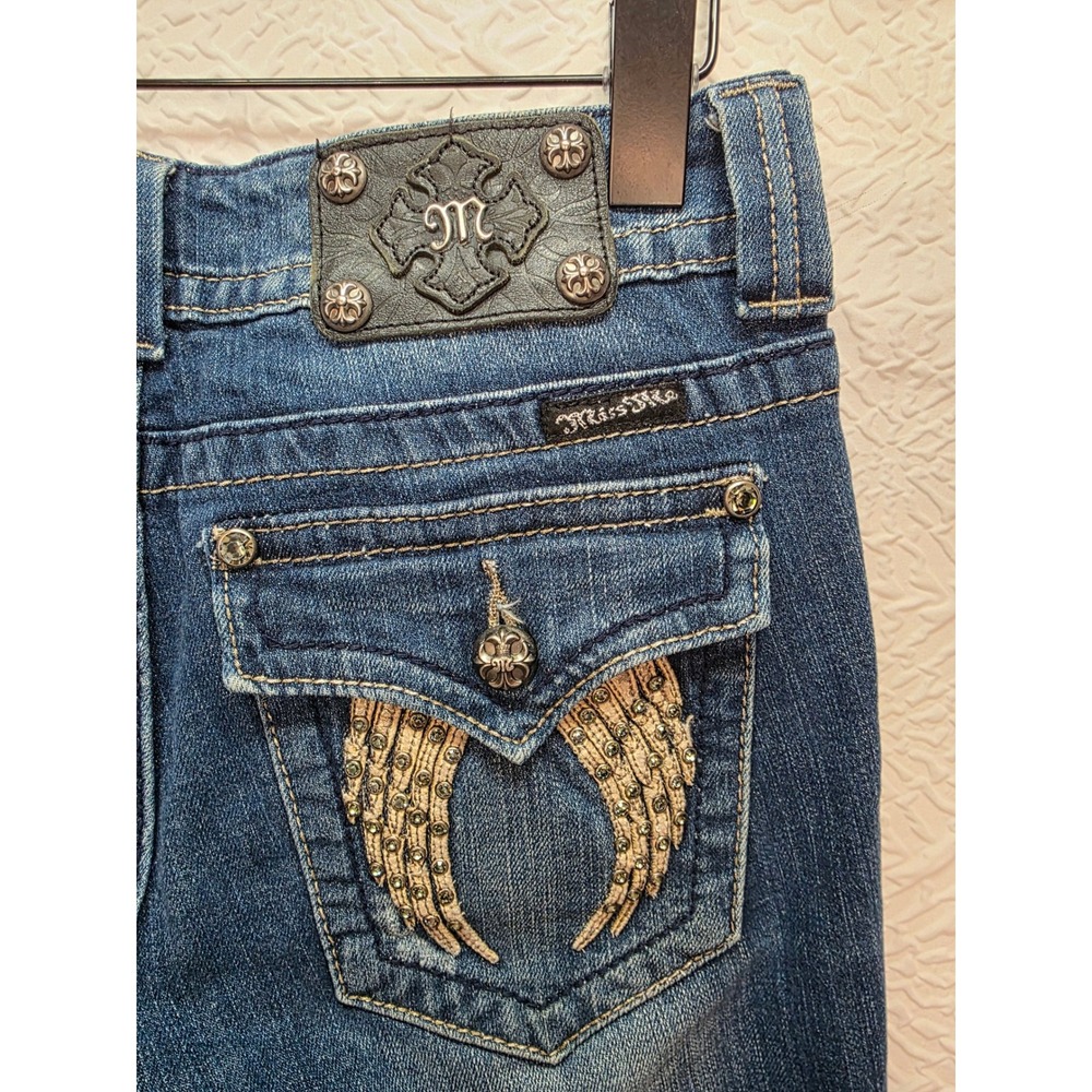 Miss Me Straight Jeans Women 28 BlueGood Angel Wing Studded Rhinestone JP5082T32